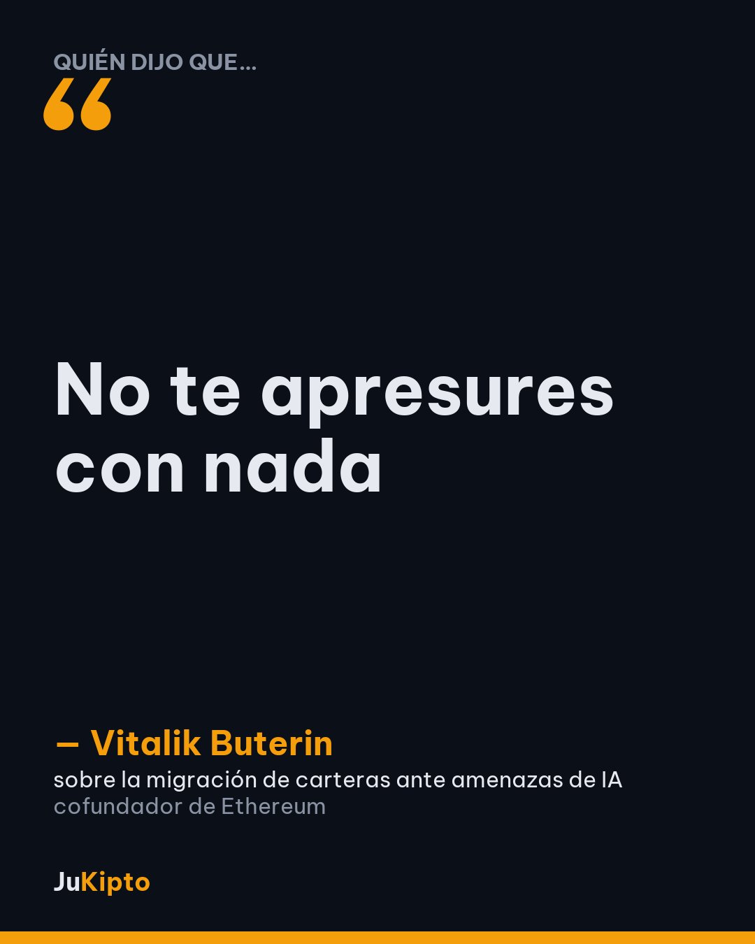 «No te apresures con nada» — Vitalik Buterin, sobre la migración de carteras ante amenazas de IA