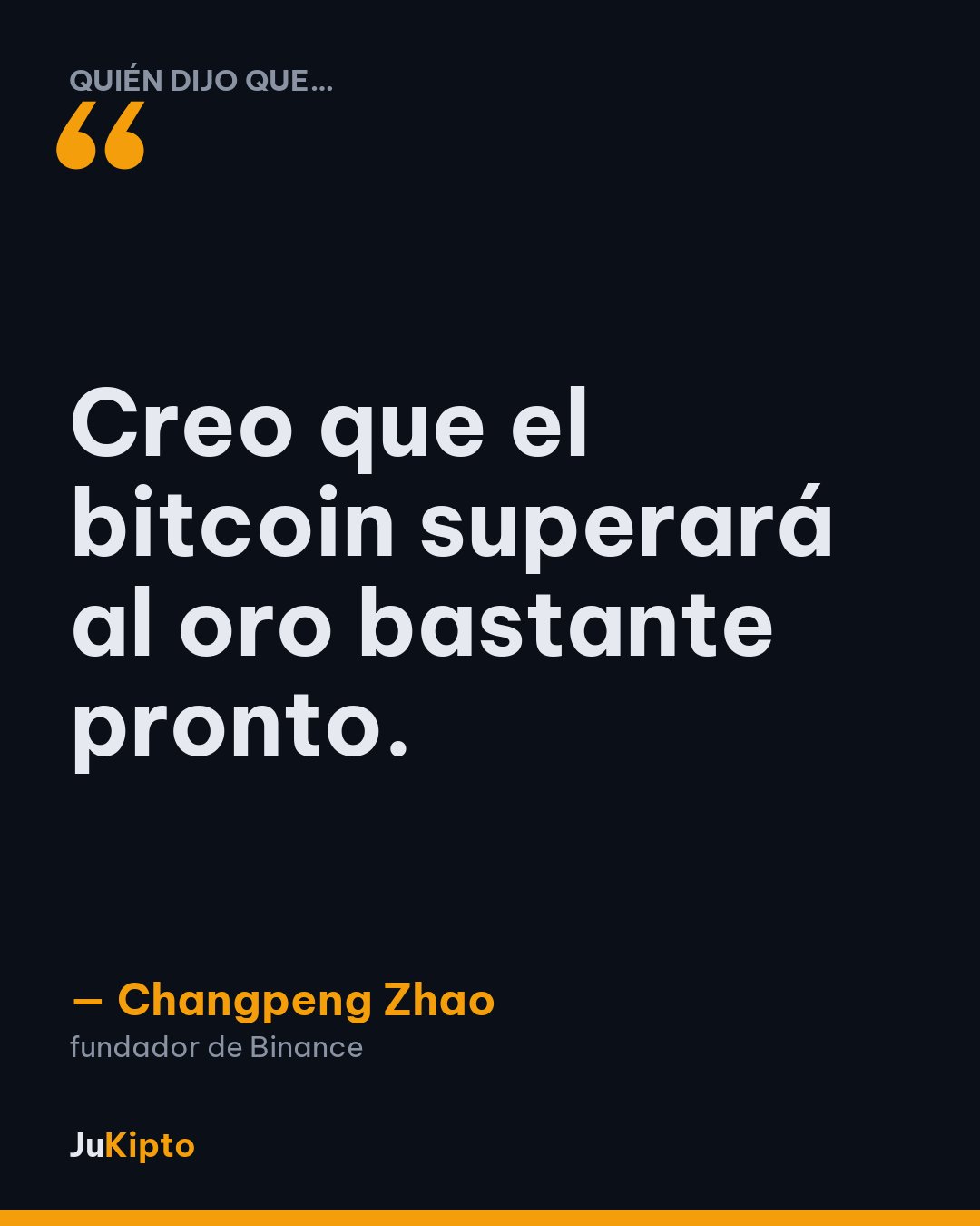 «Creo que el bitcoin superará al oro bastante pronto.» — Changpeng Zhao