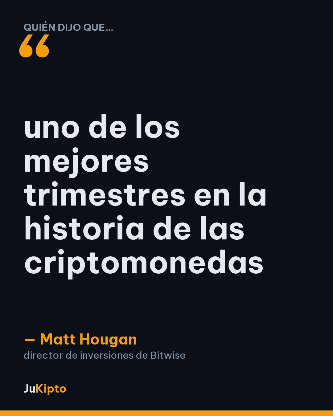 «uno de los mejores trimestres en la historia de las criptomonedas» — Matt Hougan