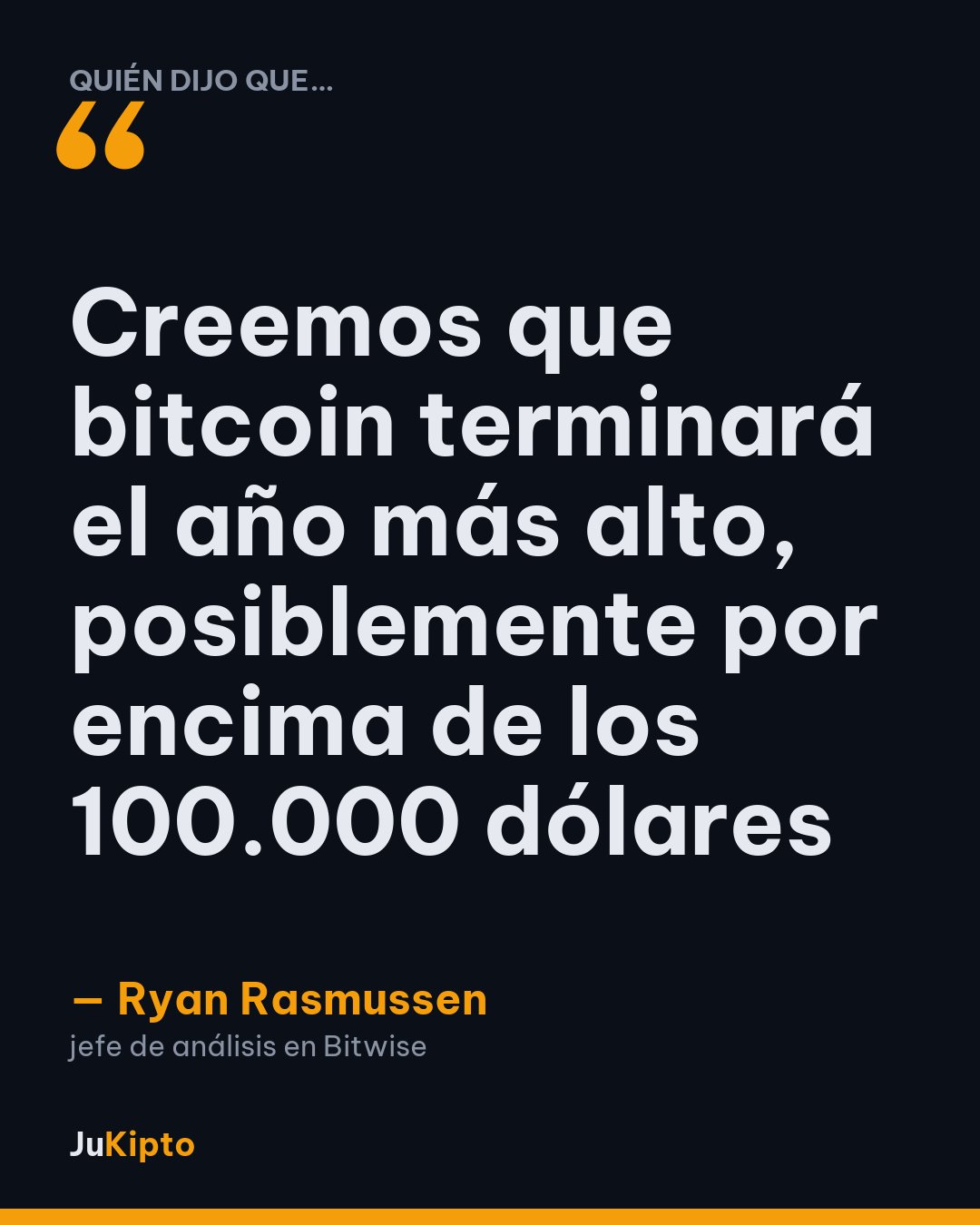 «Creemos que bitcoin terminará el año más alto, posiblemente por encima de los 100.000 dólares» — Ryan Rasmussen