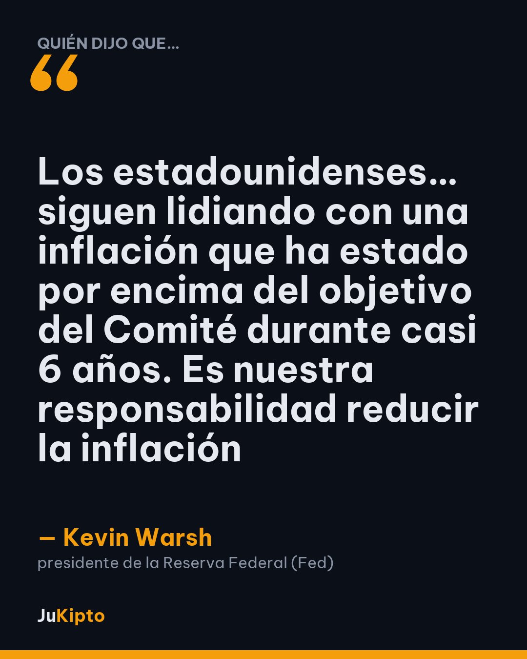 «Los estadounidenses… siguen lidiando con una inflación que ha estado por encima del objetivo del Comité durante casi 6 años. Es nuestra responsabilidad reducir la inflación» — Kevin Warsh