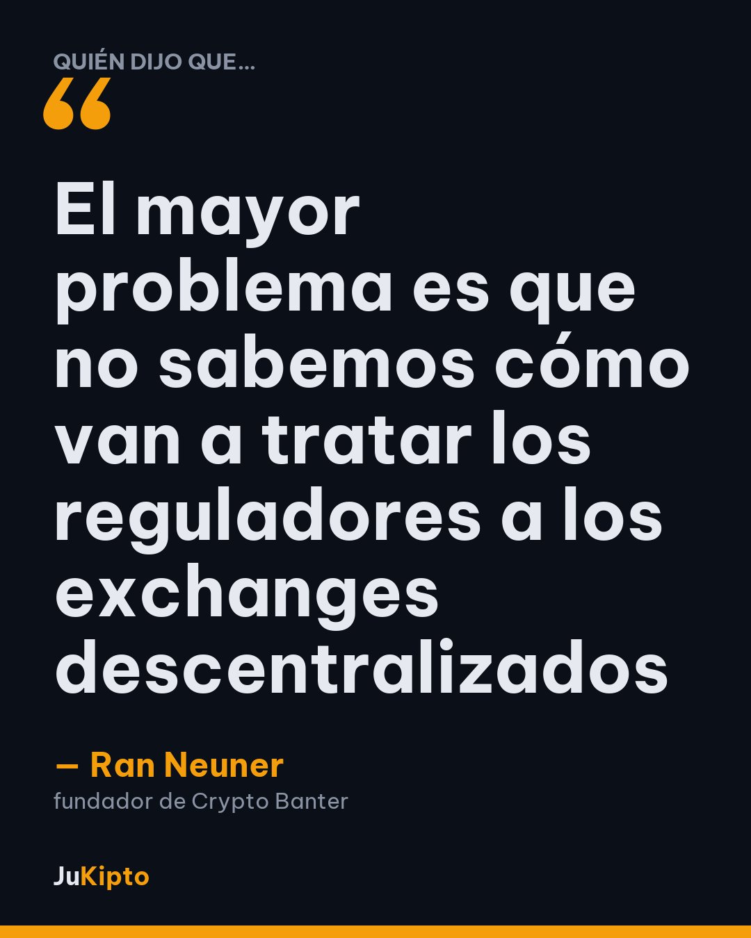 «El mayor problema es que no sabemos cómo van a tratar los reguladores a los exchanges descentralizados» — Ran Neuner