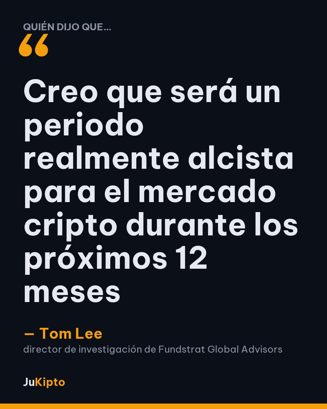 «Creo que será un periodo realmente alcista para el mercado cripto durante los próximos 12 meses» — Tom Lee