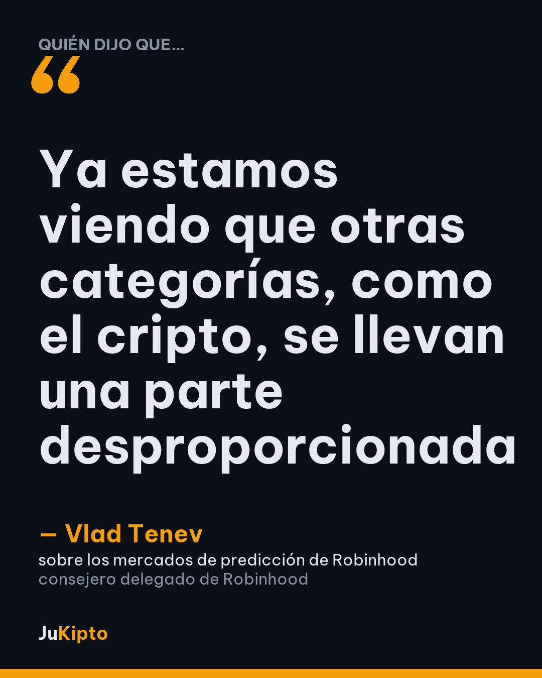 «Ya estamos viendo que otras categorías, como el cripto, se llevan una parte desproporcionada» — Vlad Tenev, sobre los mercados de predicción de Robinhood