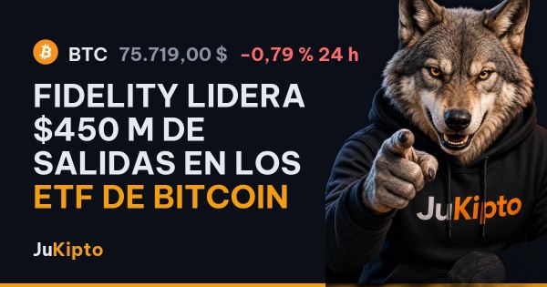 Fidelity lidera $450 M de salidas en los ETF de bitcoin