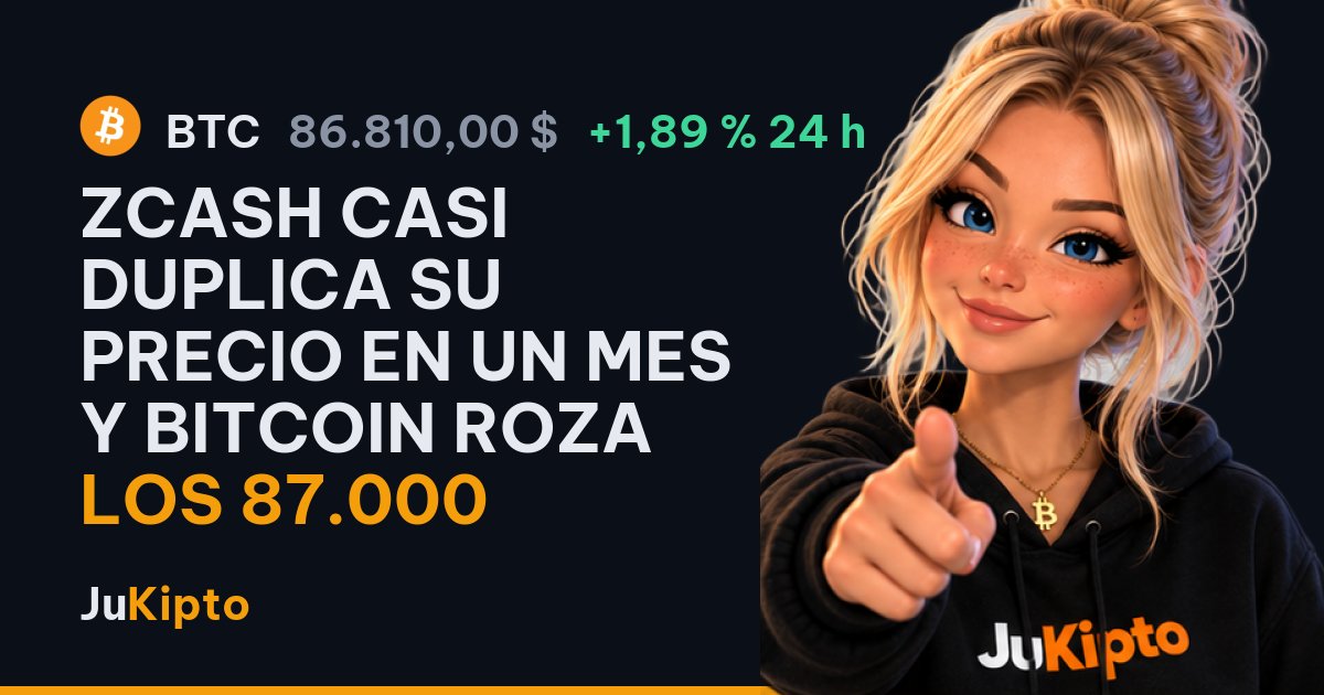 Zcash casi duplica su precio en un mes y bitcoin roza los 87.000