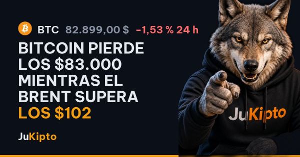 Bitcoin pierde los $83.000 mientras el Brent supera los $102