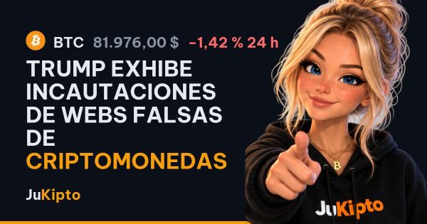 Trump exhibe incautaciones de webs falsas de criptomonedas